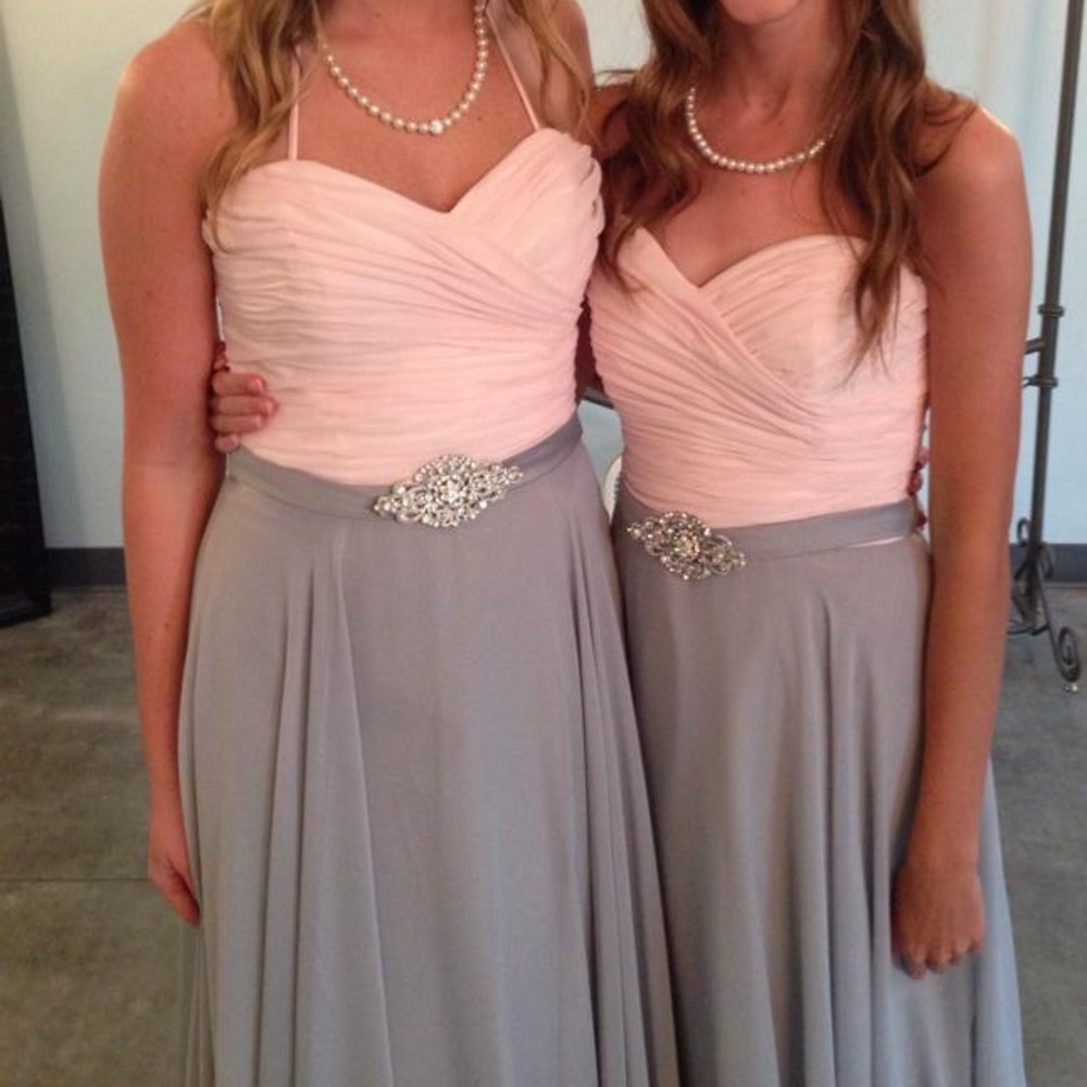 Jordan Fashions Blush and Gray Bridesmaid Dress